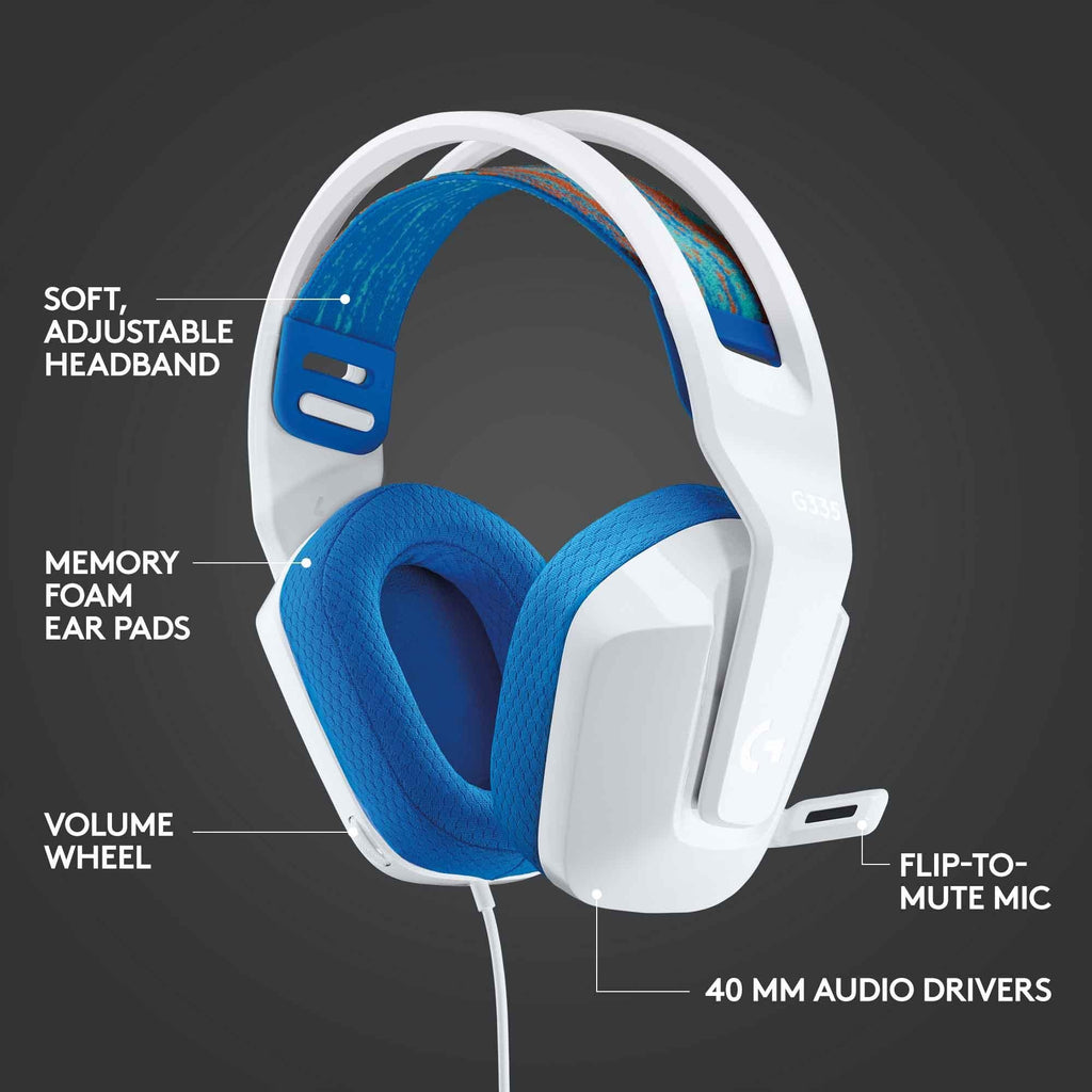 Logitech G335 Wired Gaming Headset (White)