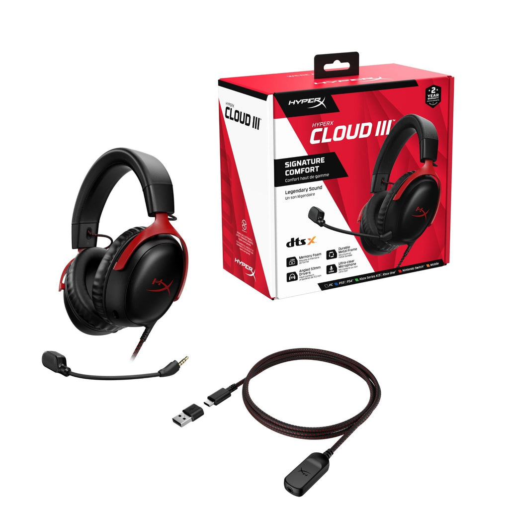 HyperX Cloud III Gaming Headset (Black-Red)