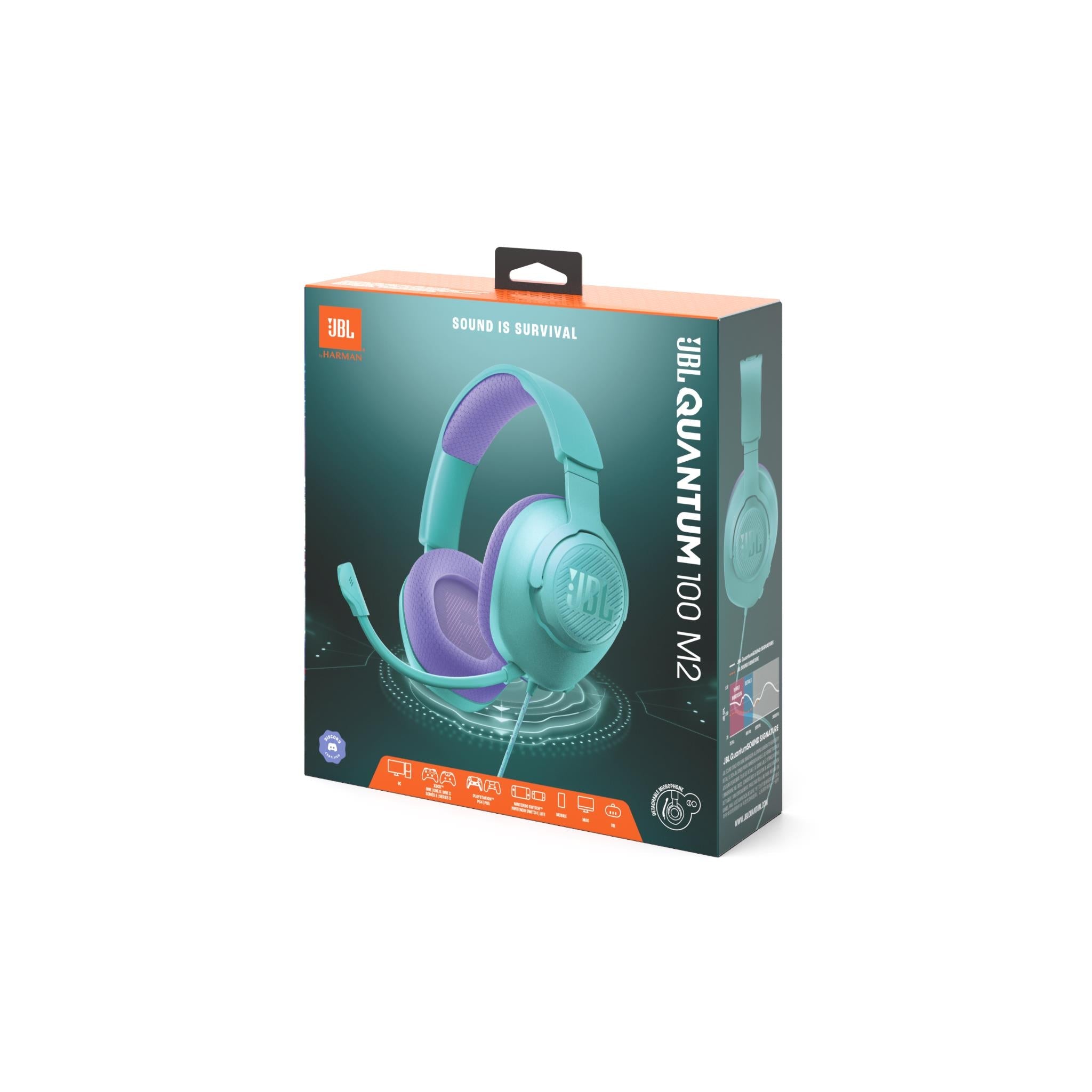JBL Quantum 100M2 Over-Ear Gaming Headset (Cyan)