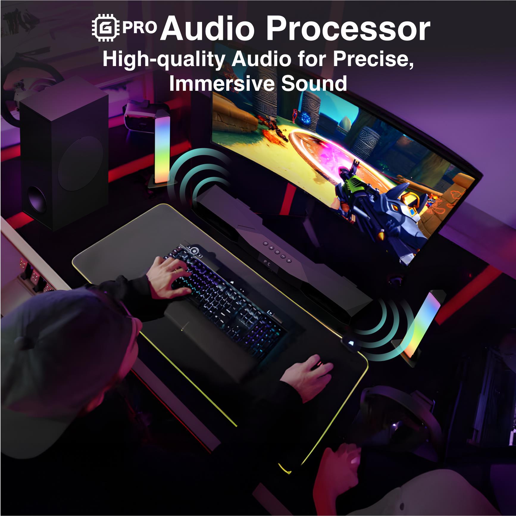 GTek Gaming 2.1CH RGB Soundbar with subwoofer