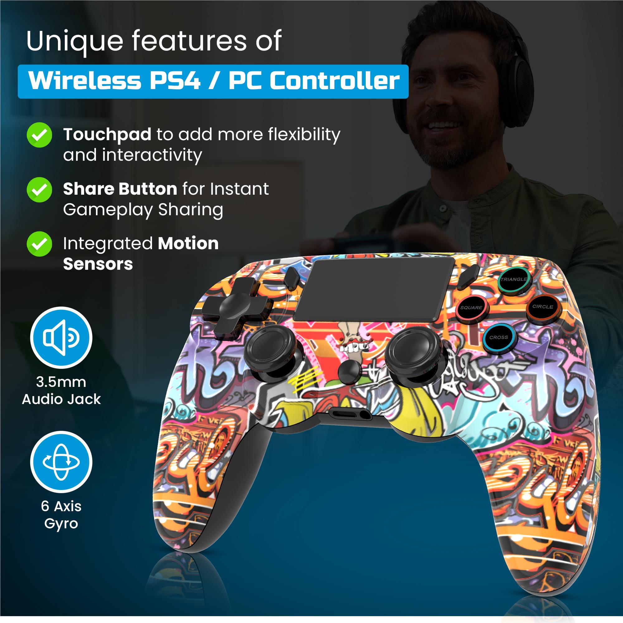 Playmax Wireless Controller for PS4 / PC (Graffiti)