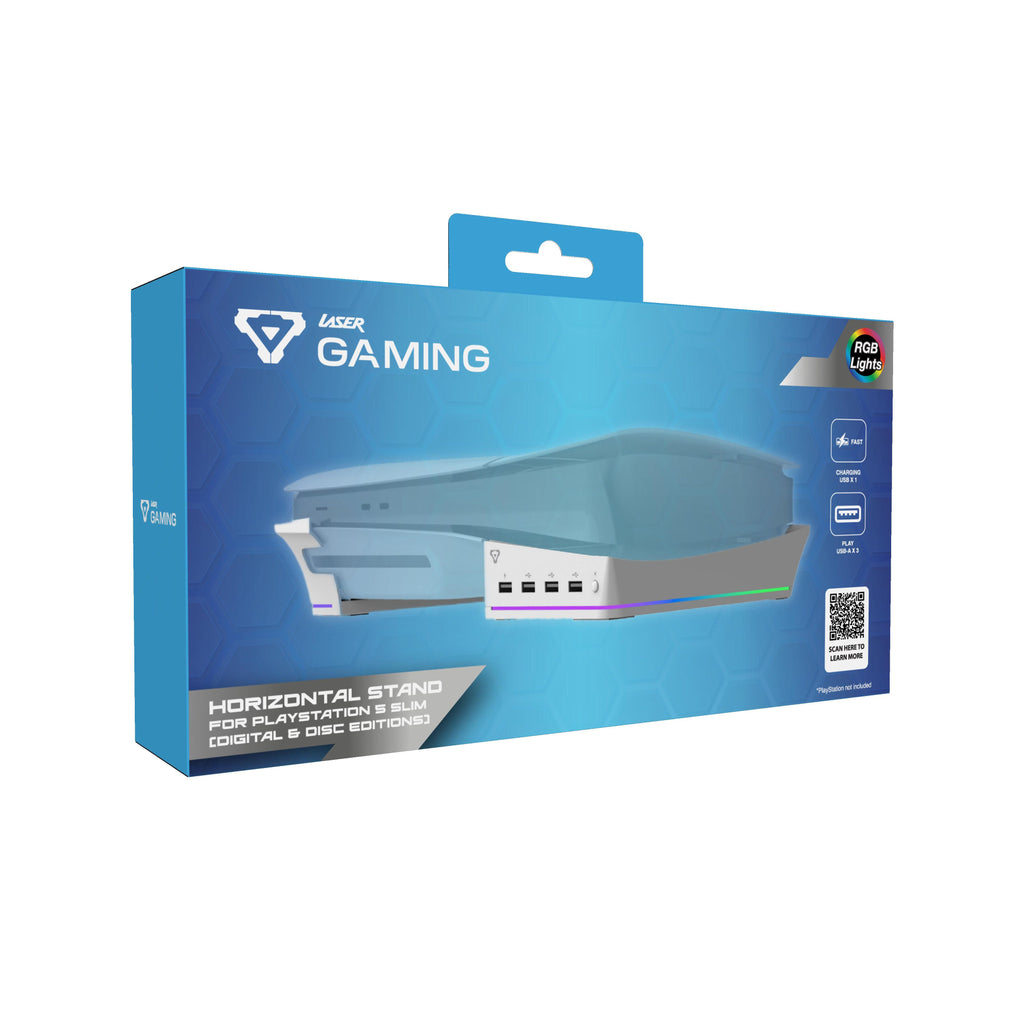 Laser RGB Stand for PS5 Slim with 4 USB Ports & Fast Charge